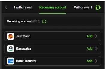 The image shows all the available withdrawal options on 666D, including Easypaisa, JazzCash, and bank.